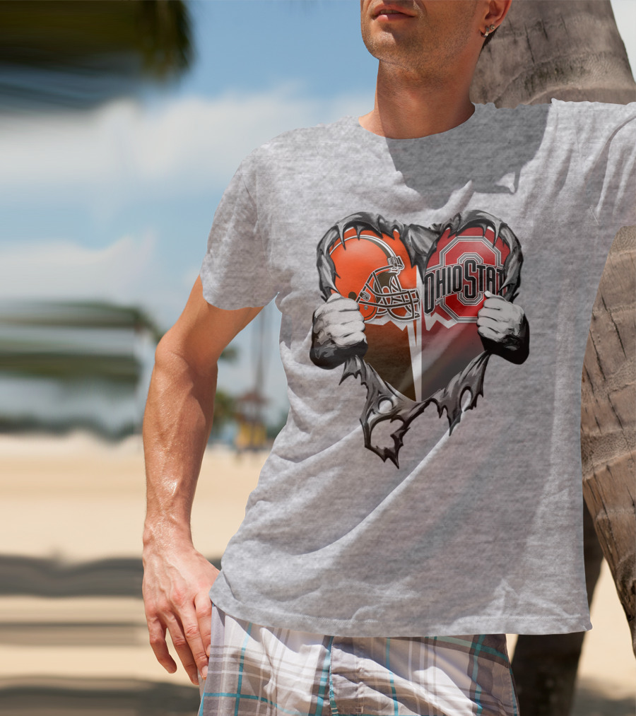 Cleveland Browns Ohio State Buckeyes Heart T-Shirt
