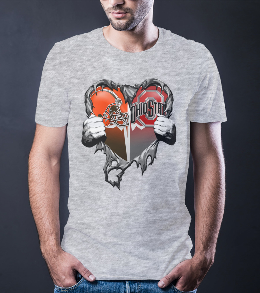 Cleveland Browns Ohio State Buckeyes Heart T-Shirt