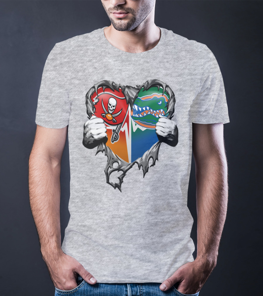 Tampa Bay Buccaneers Florida Gators Torn Heart T-Shirt
