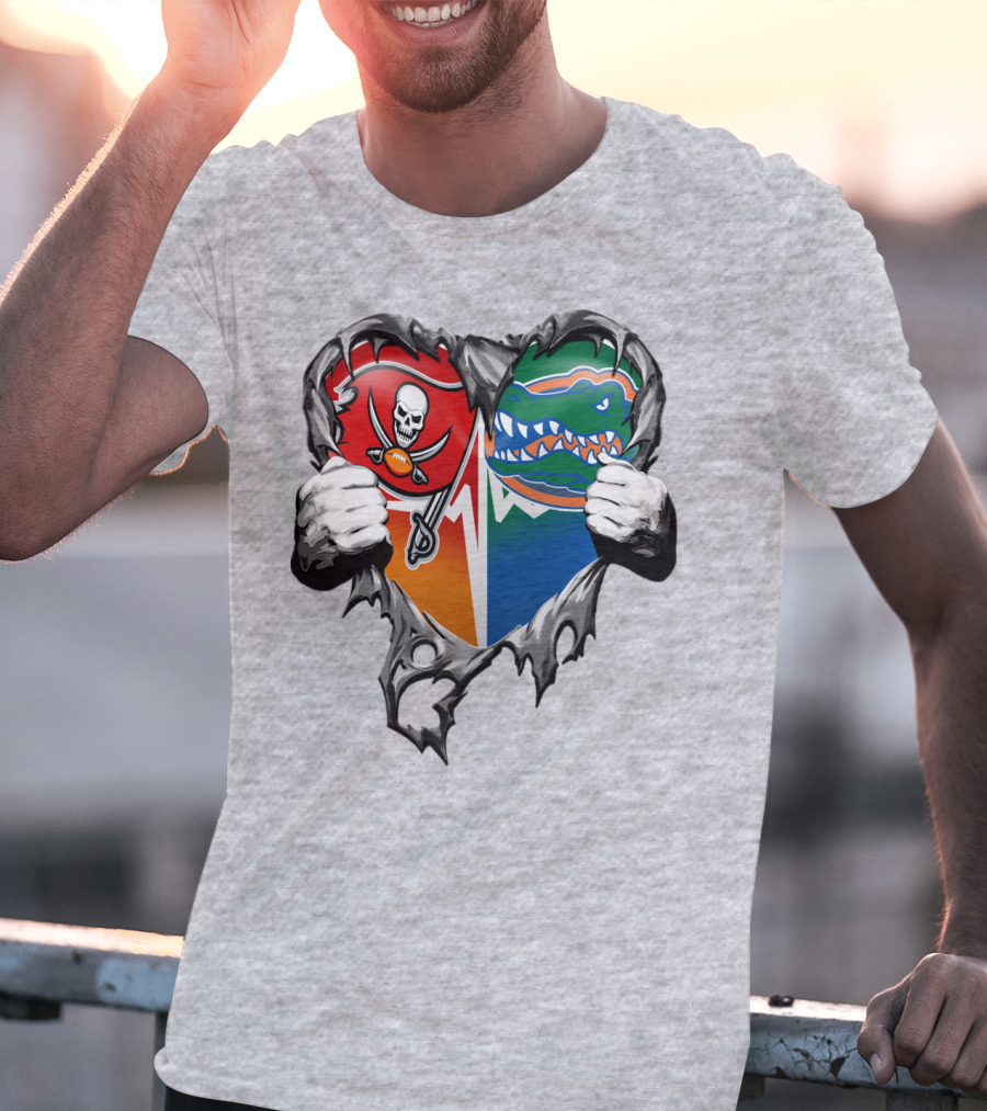 Tampa Bay Buccaneers Florida Gators Torn Heart T-Shirt