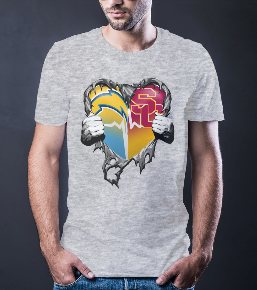 Chargers Usc Heart Logo Split T-Shirt