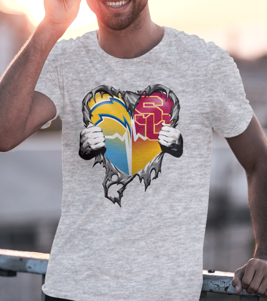 Chargers Usc Heart Logo Split T-Shirt