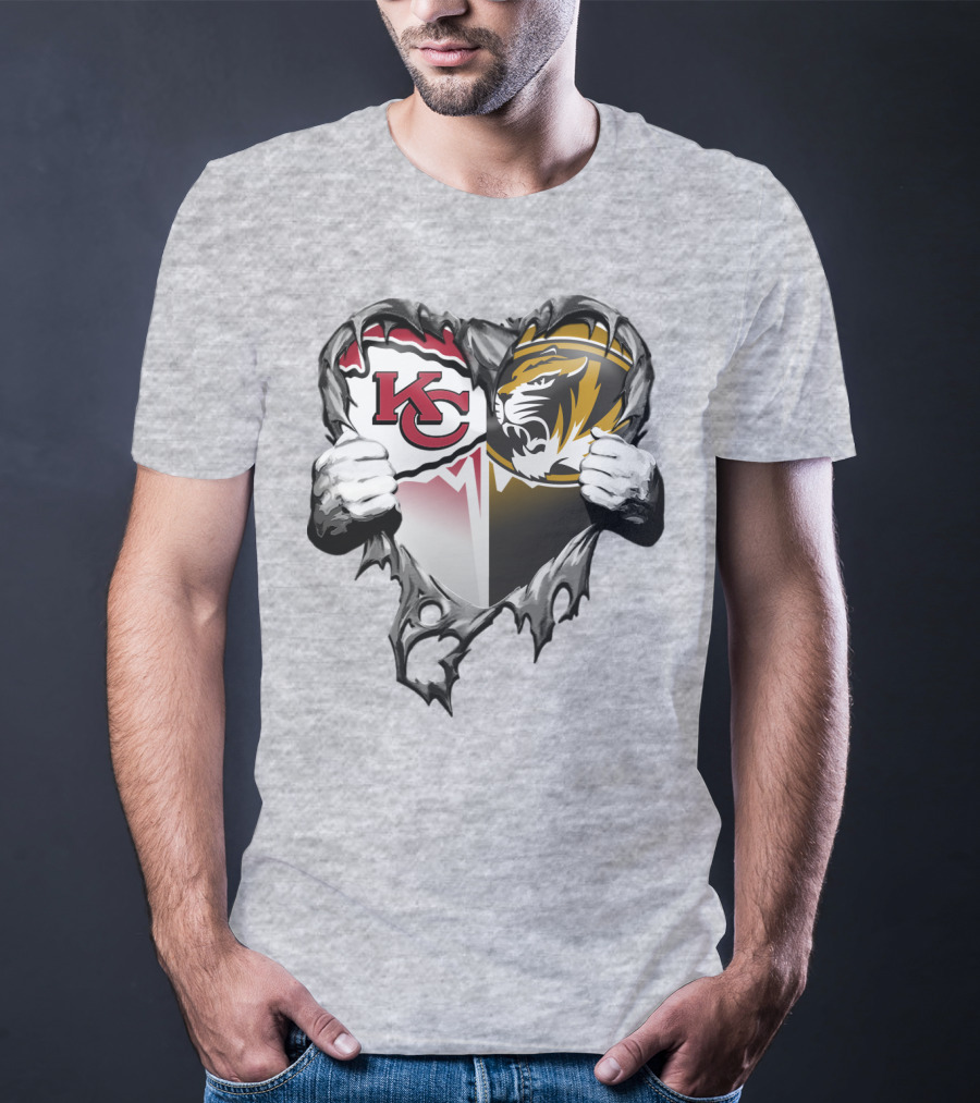 Kc Chiefs And Missouri Tigers Heart T-Shirt