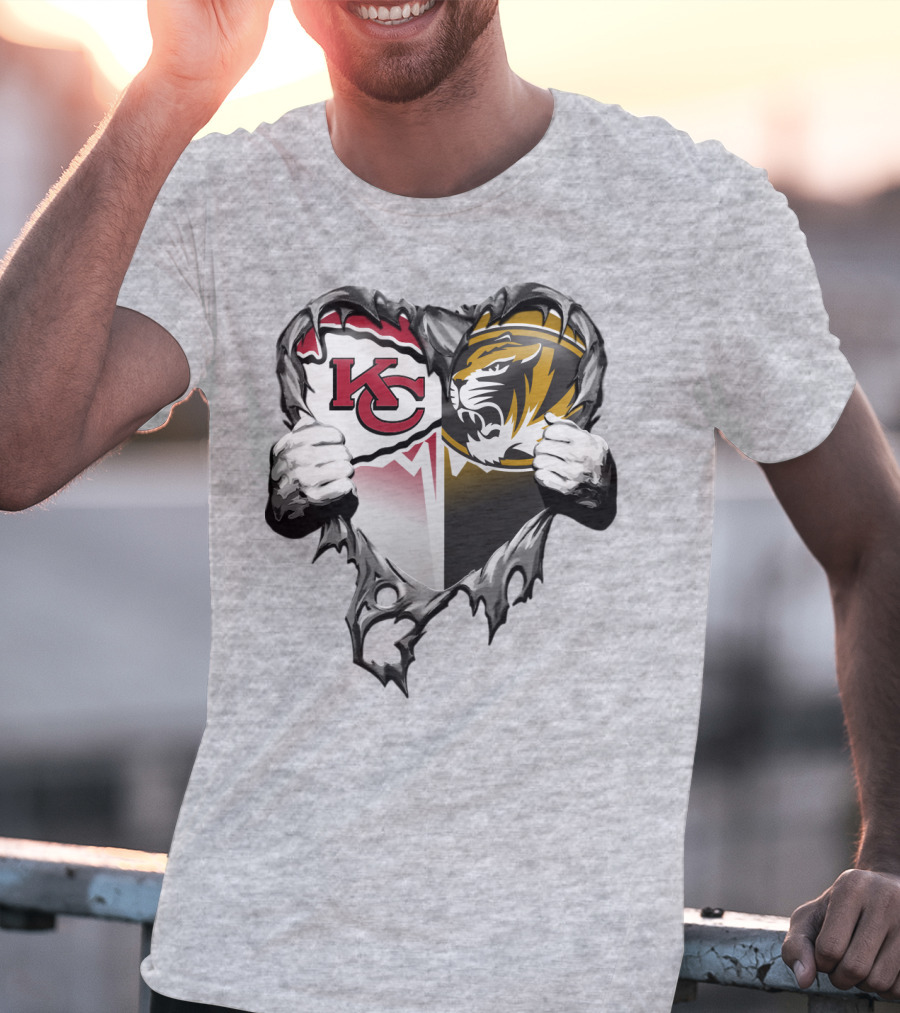 Kc Chiefs And Missouri Tigers Heart T-Shirt