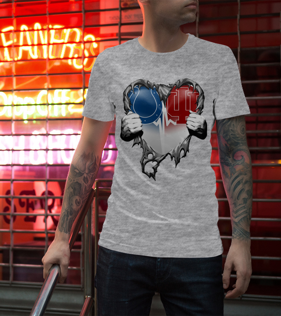 Colts Indiana Hoosiers Heart Torn Open T-Shirt