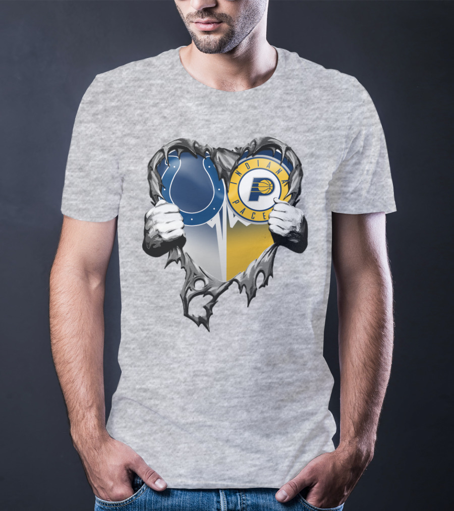 Indianapolis Colts Indiana Pacers Heart Rip T-Shirt