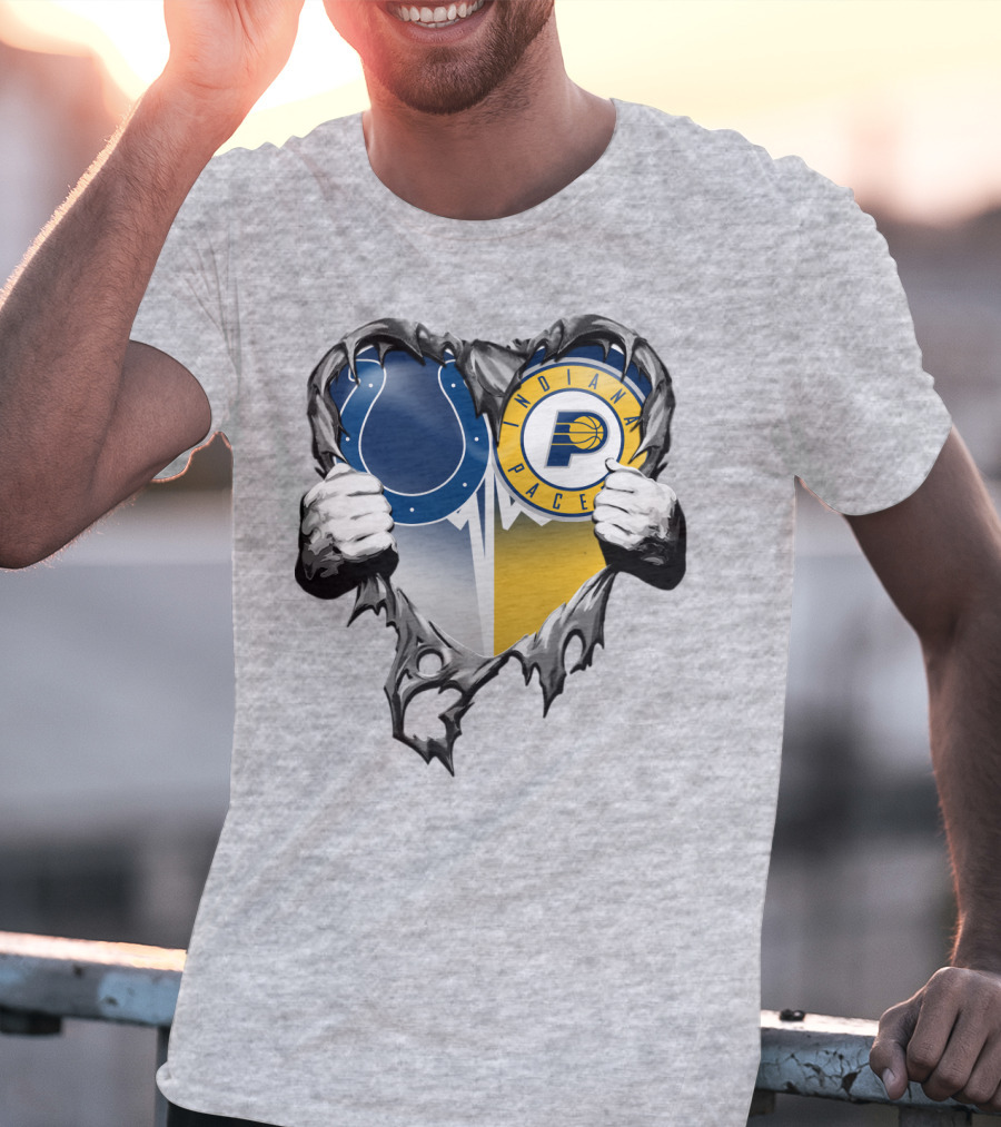 Indianapolis Colts Indiana Pacers Heart Rip T-Shirt