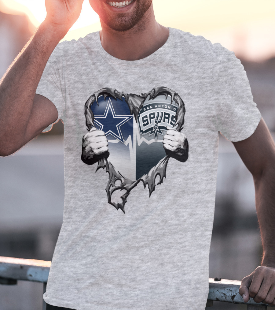 Dallas Cowboys San Antonio Spurs Heart T-Shirt