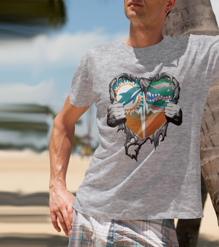 Miami Dolphins Florida Gators Heart Design Xatt048 T-Shirt