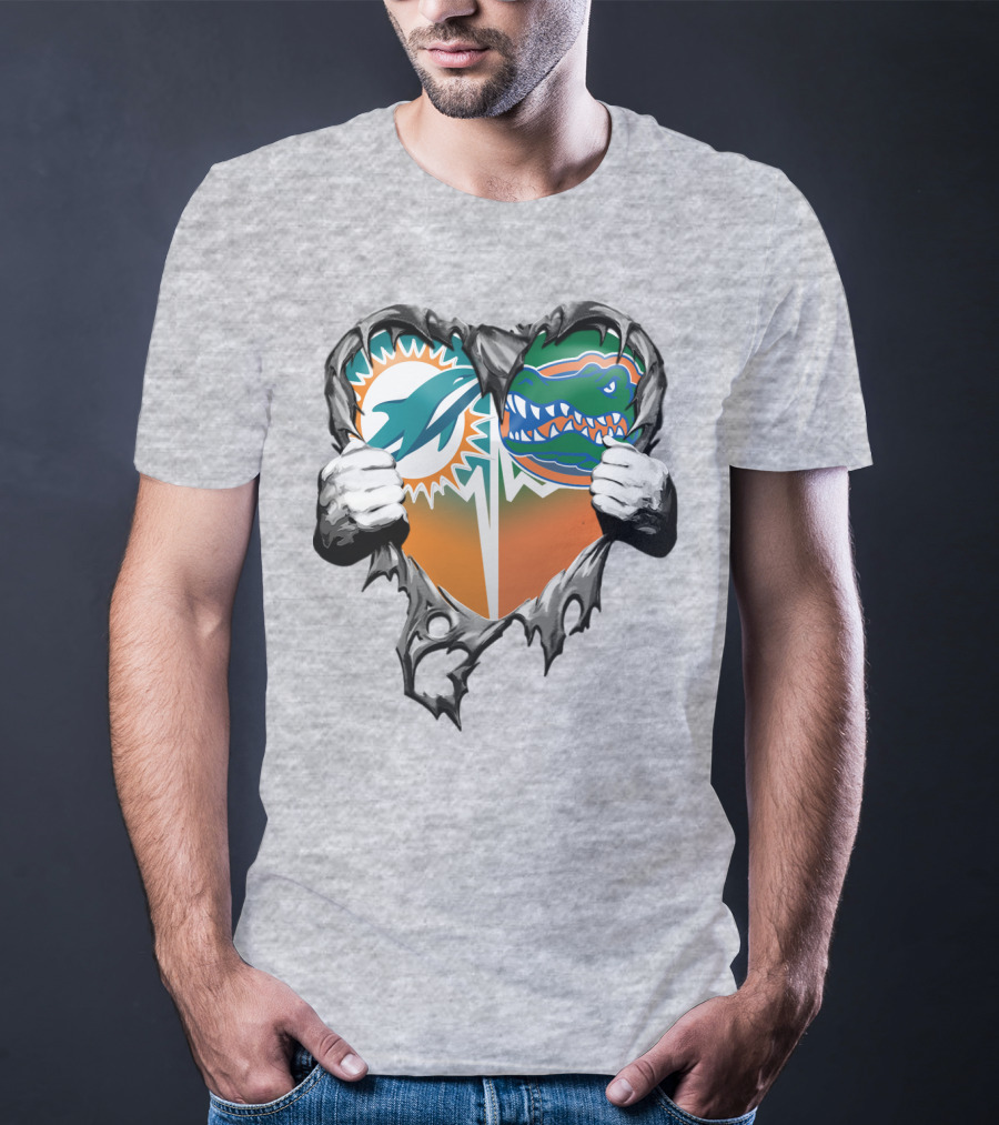 Miami Dolphins Florida Gators Heart Design Xatt048 T-Shirt
