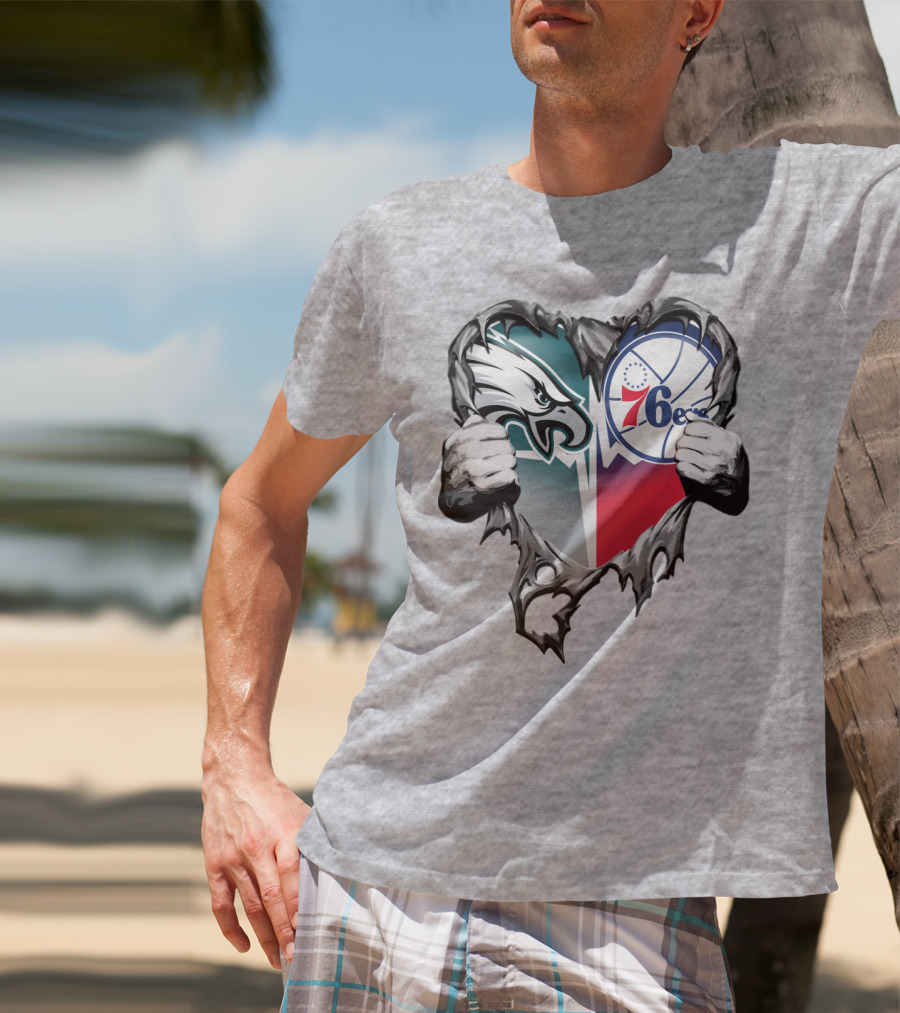 Philadelphia Eagles And 76ers Heart T-Shirt