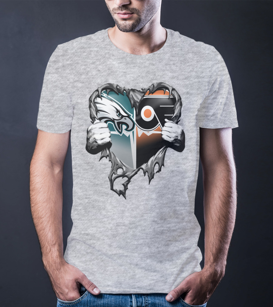 Eagles Flyers Heart Logo Combination T-Shirt