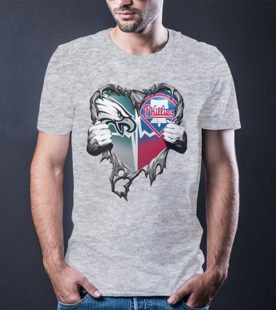 Eagles Phillies Heart Logo Blend T-Shirt