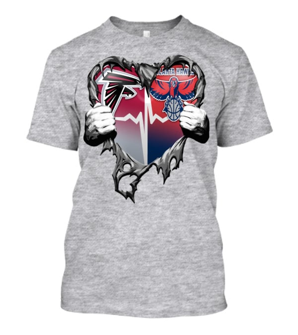 Atlanta Falcons Atlanta Hawks Heartbeat Rip Effect T-Shirt