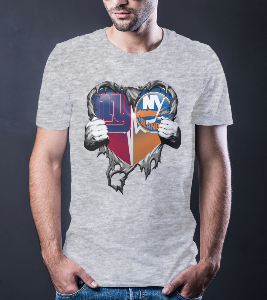Ny Giants And Ny Islanders Heart T-Shirt