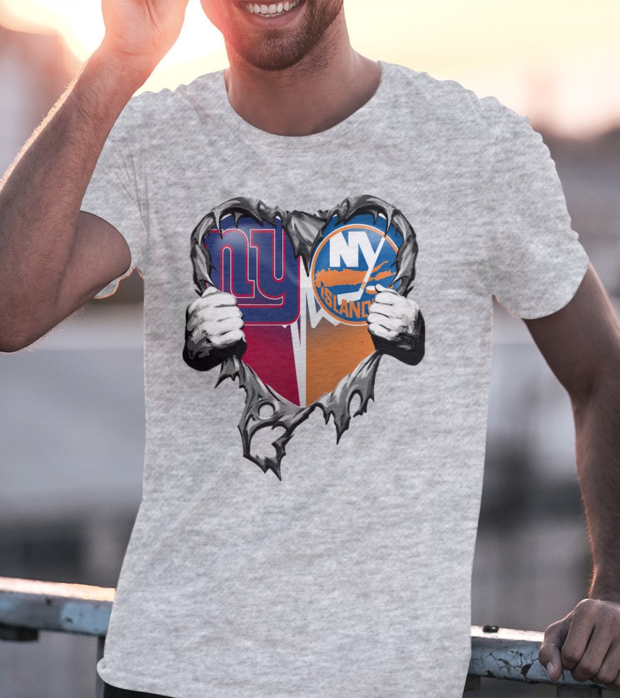 Ny Giants And Ny Islanders Heart T-Shirt