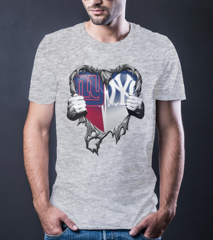 New York Giants Ny Yankees Heart T-Shirt