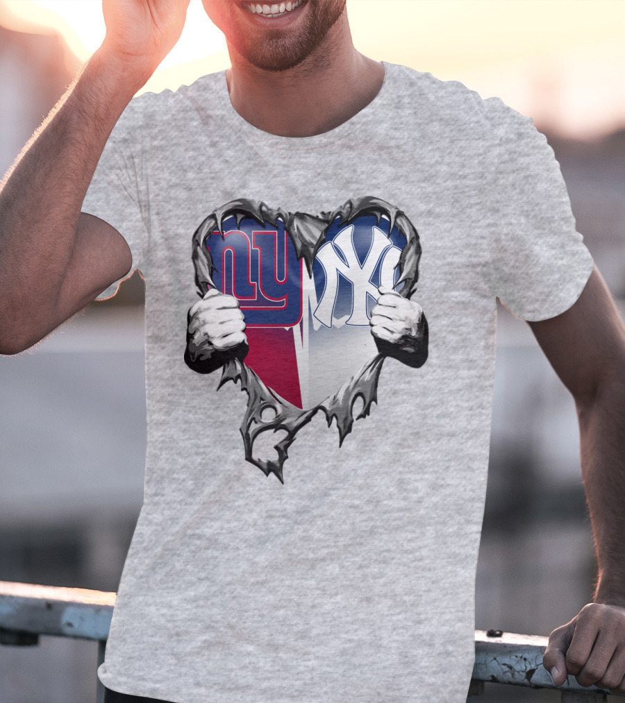 New York Giants Ny Yankees Heart T-Shirt