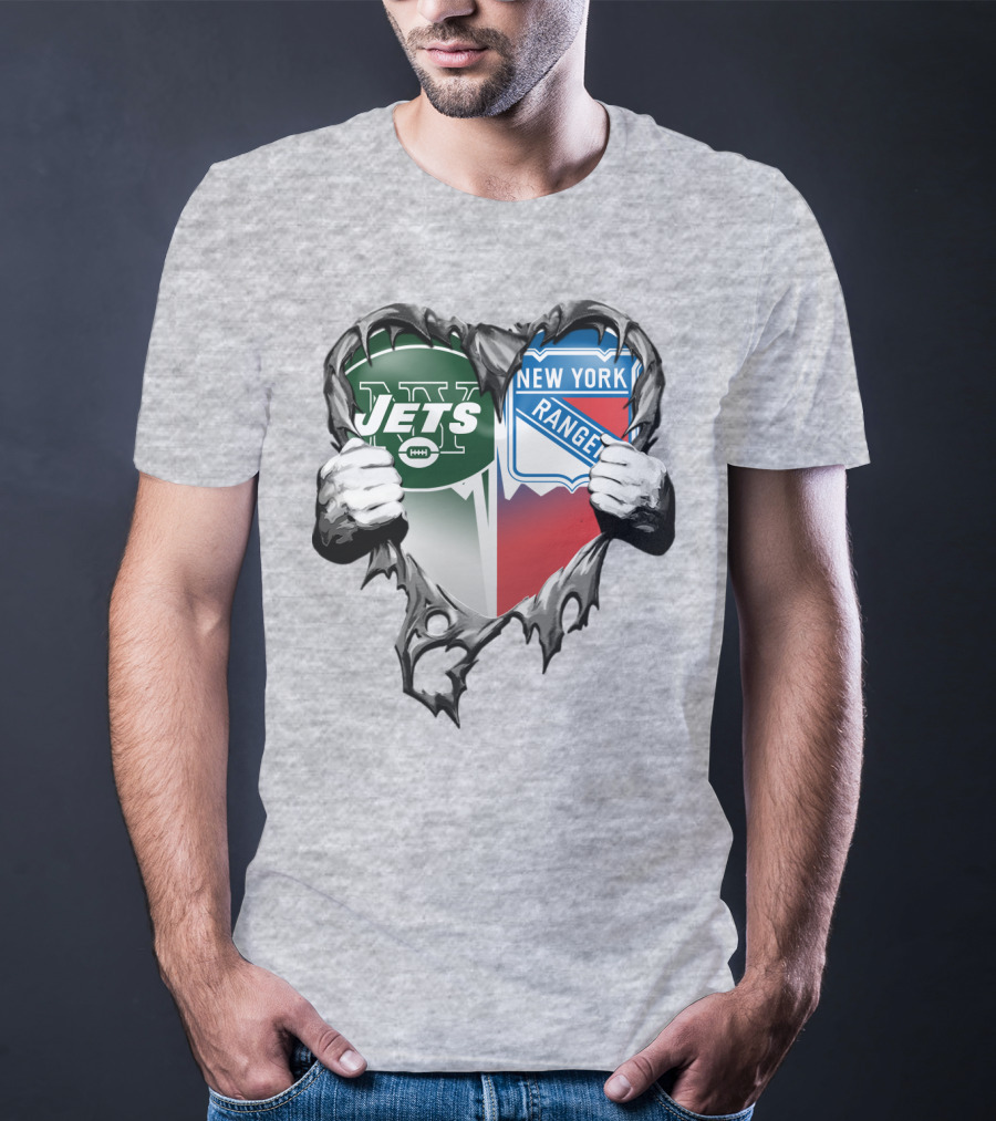 New York Jets Rangers Heart Split T-Shirt