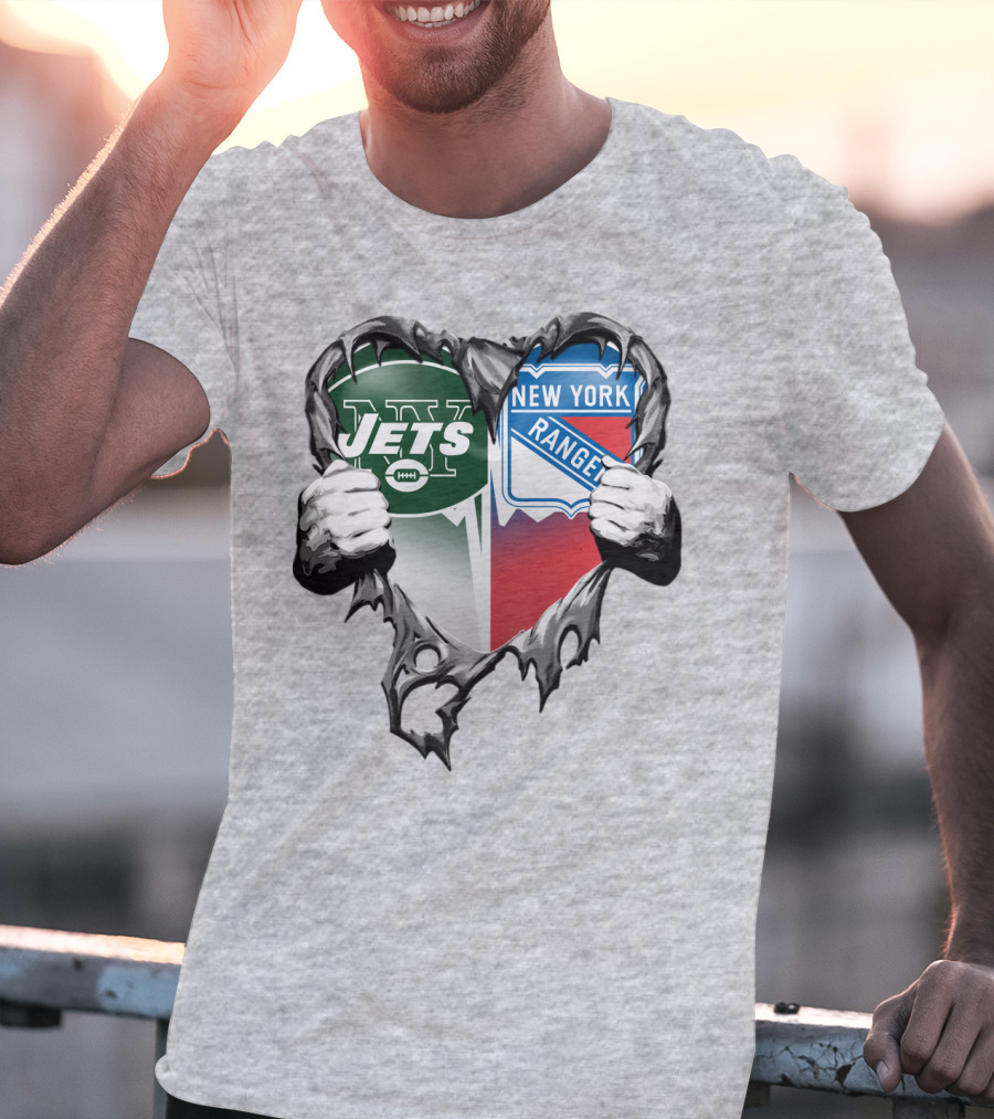 New York Jets Rangers Heart Split T-Shirt