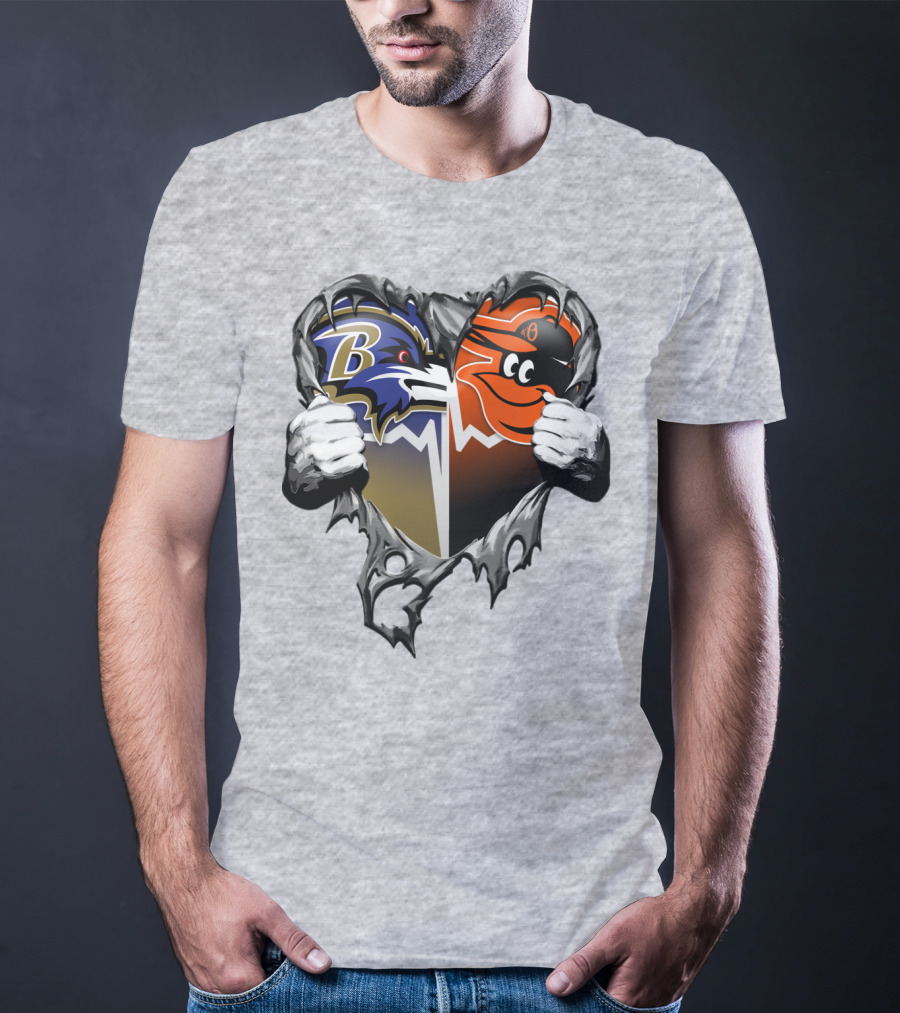 Baltimore Ravens Orioles Heart T-Shirt