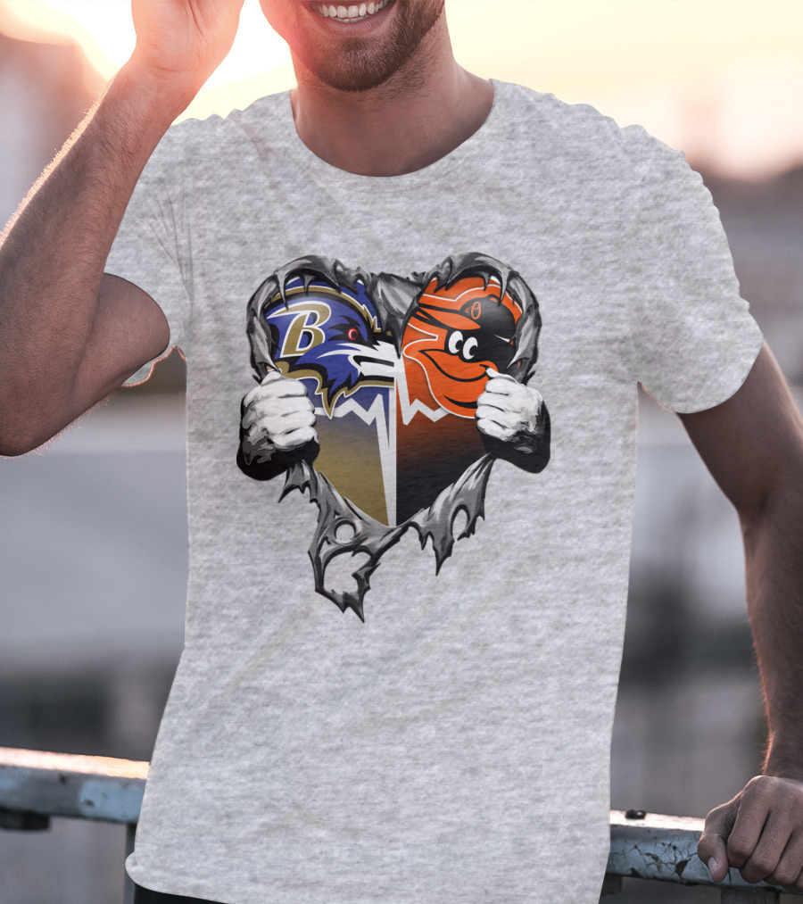 Baltimore Ravens Orioles Heart T-Shirt