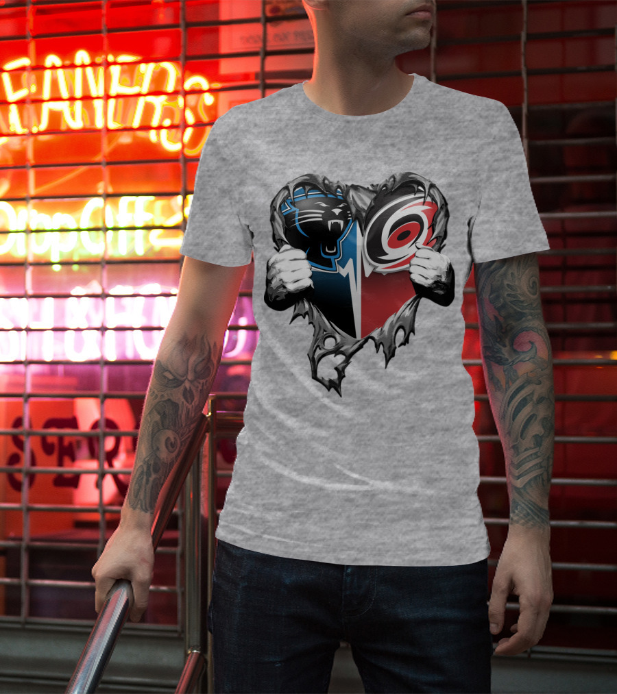 Carolina Panthers Hurricanes Heart T-Shirt