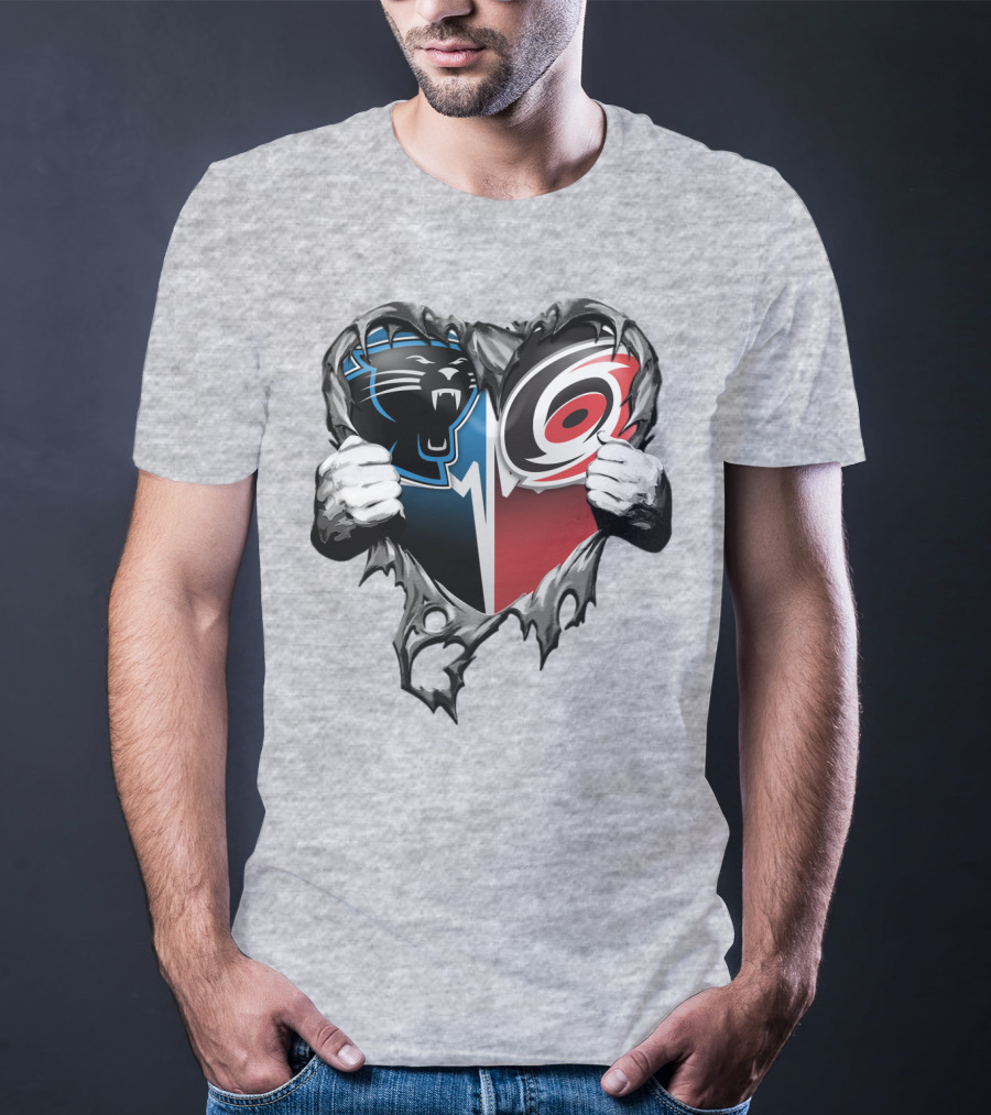 Carolina Panthers Hurricanes Heart T-Shirt