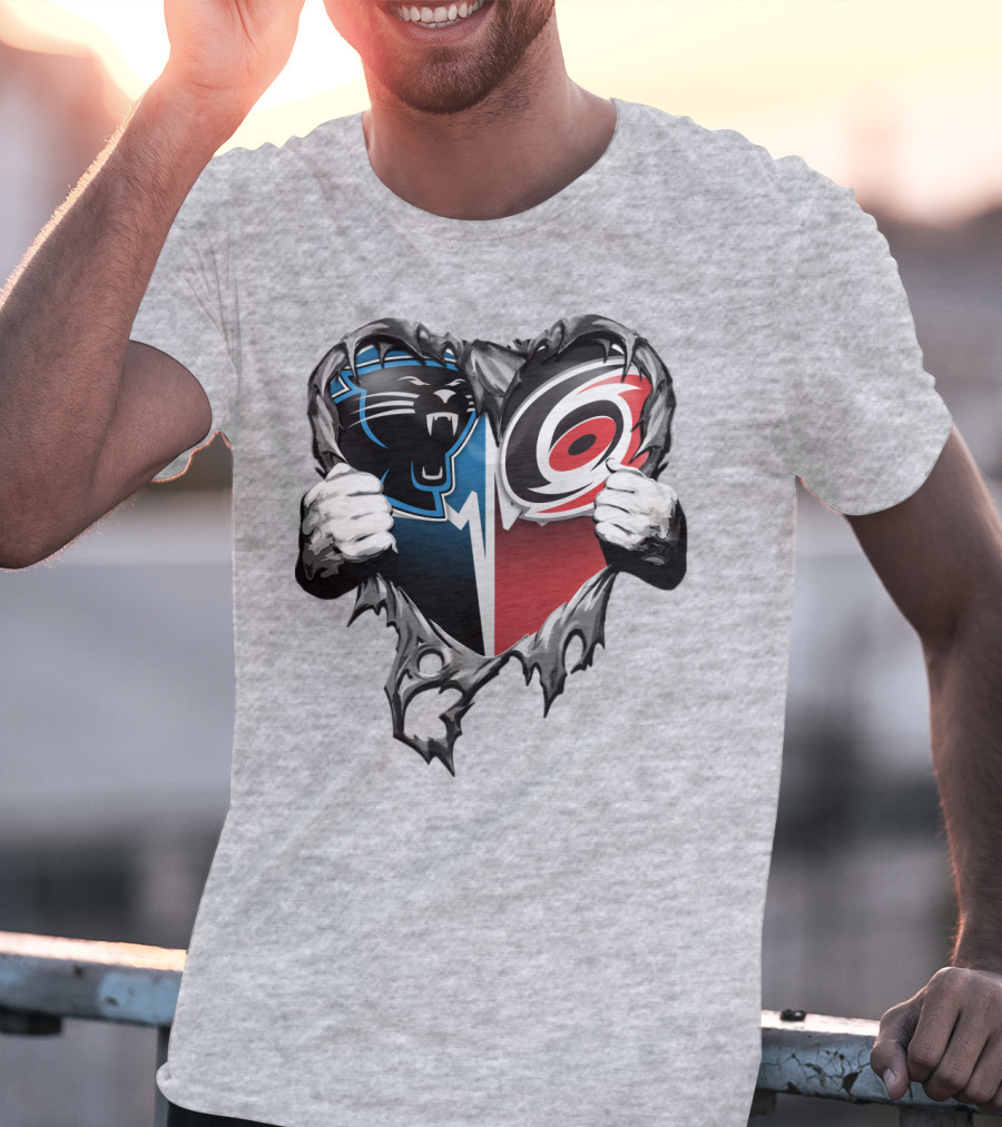 Carolina Panthers Hurricanes Heart T-Shirt