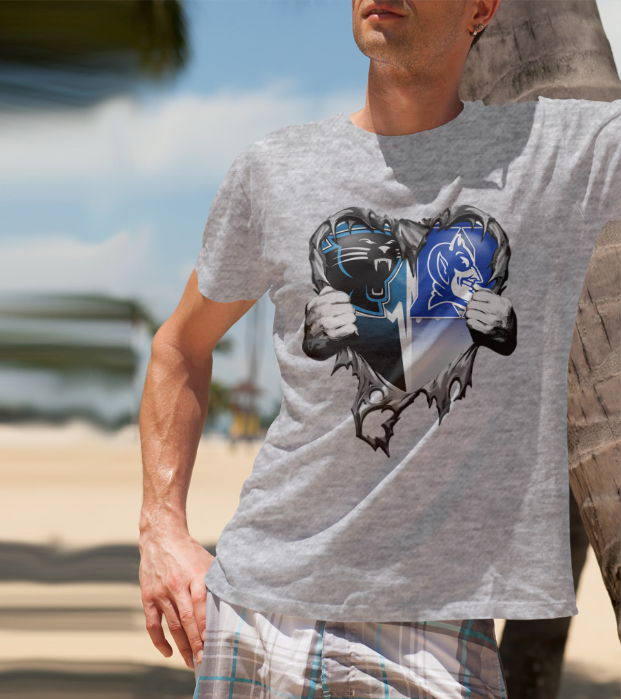 Carolina Panthers Duke Blue Devils Heart T-Shirt