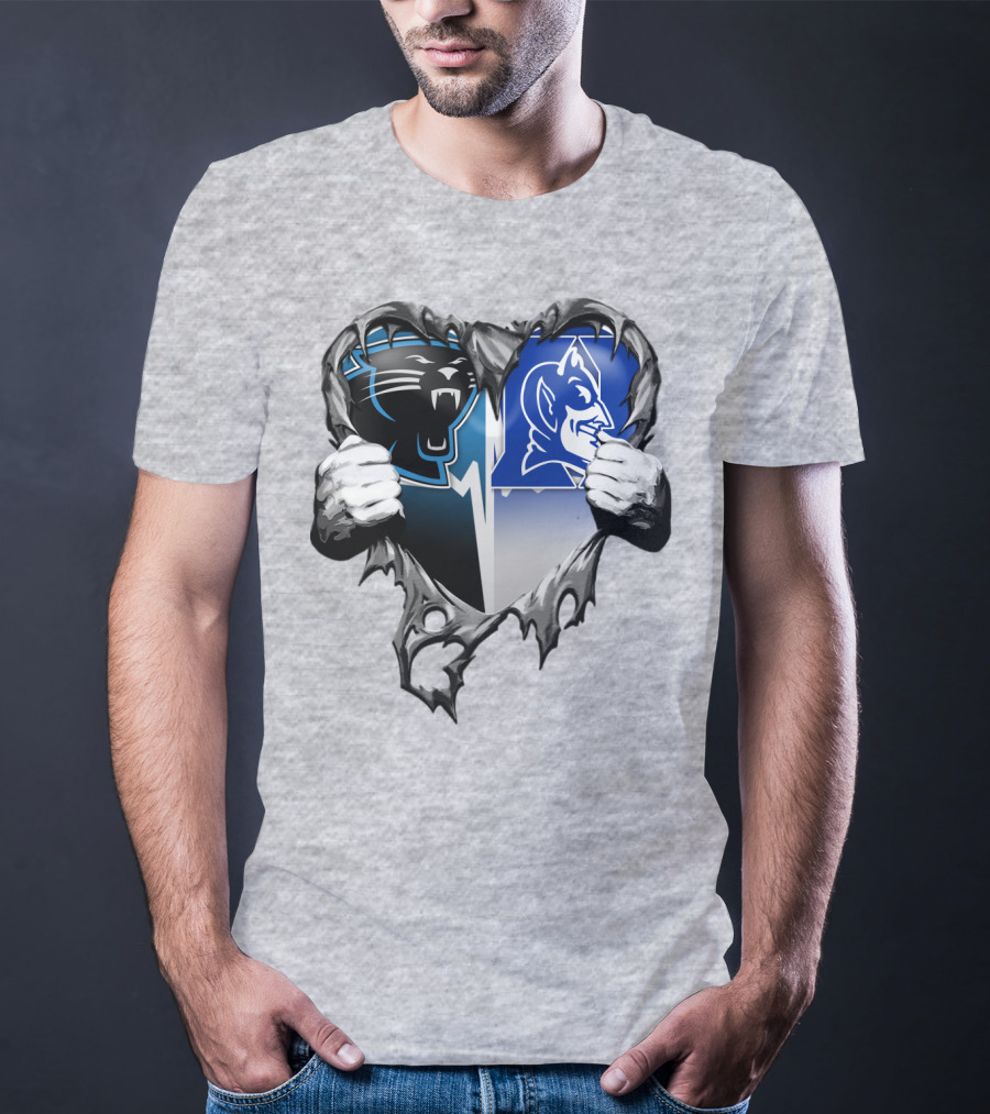 Carolina Panthers Duke Blue Devils Heart T-Shirt