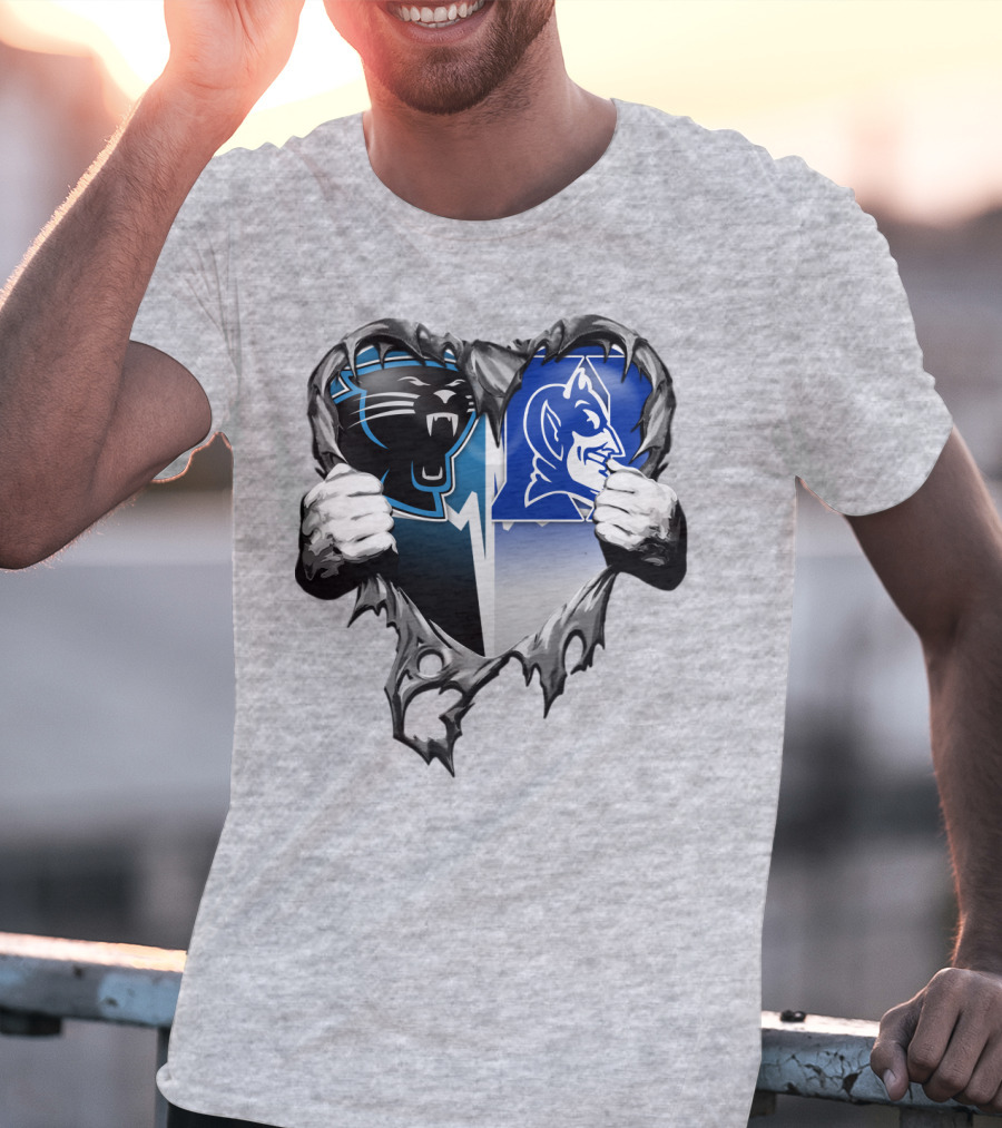 Carolina Panthers Duke Blue Devils Heart T-Shirt