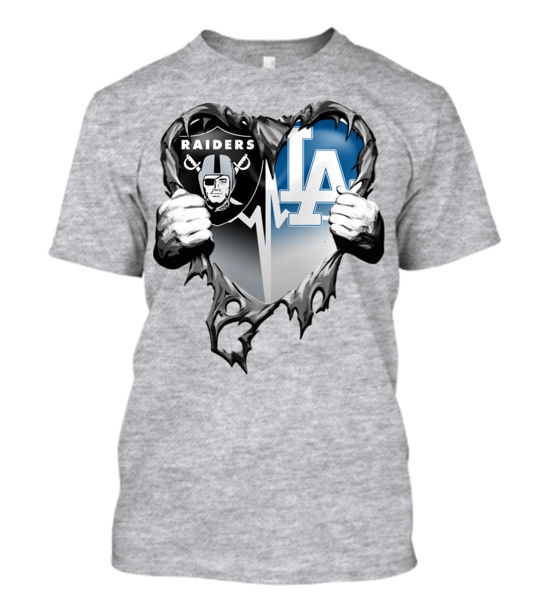 Raiders La Dodgers Heart Design Xatt095 T-Shirt