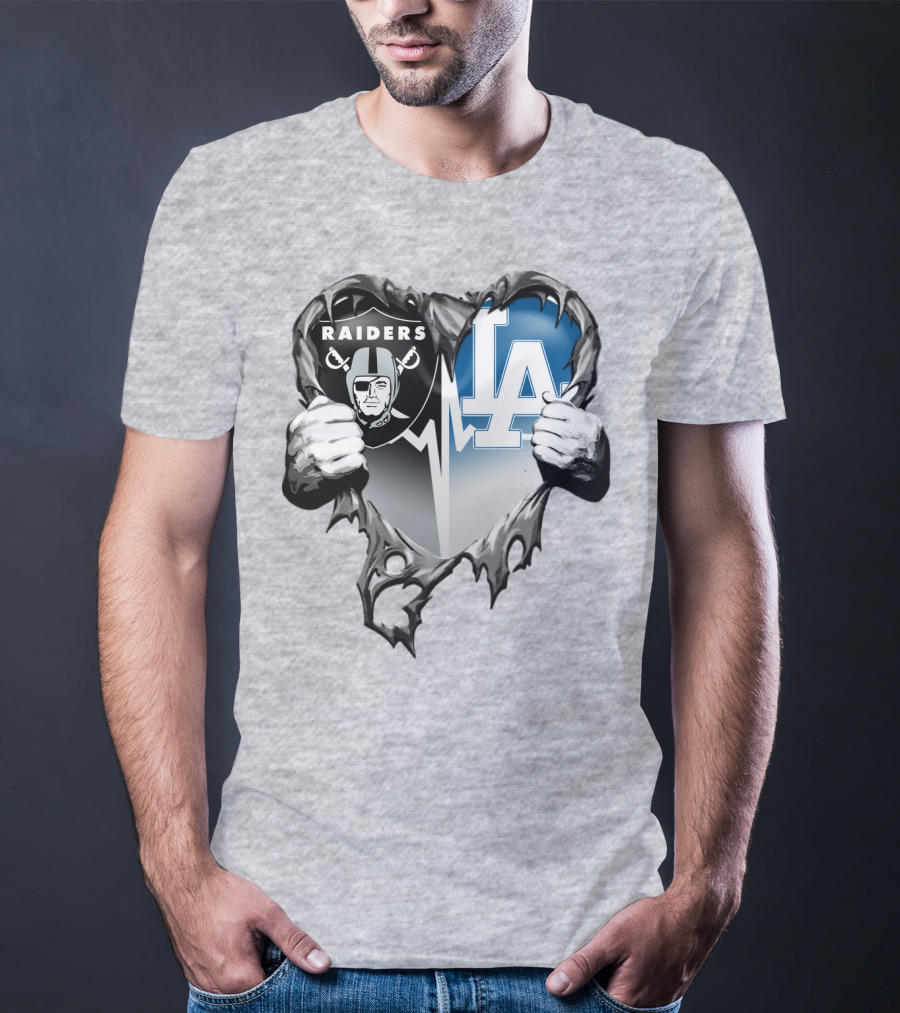 Raiders La Dodgers Heart Design Xatt095 T-Shirt