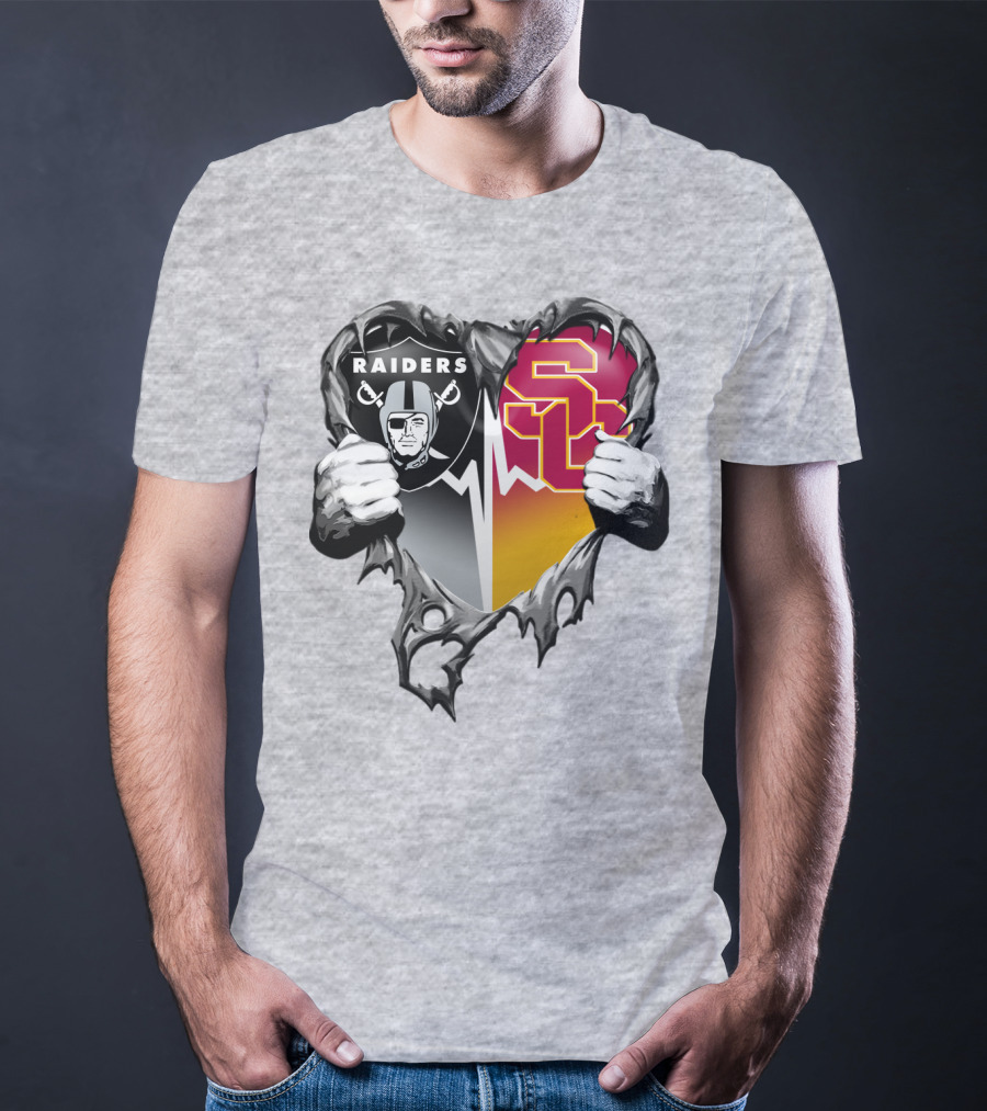 Raiders Usc Heart Logo Mashup T-Shirt