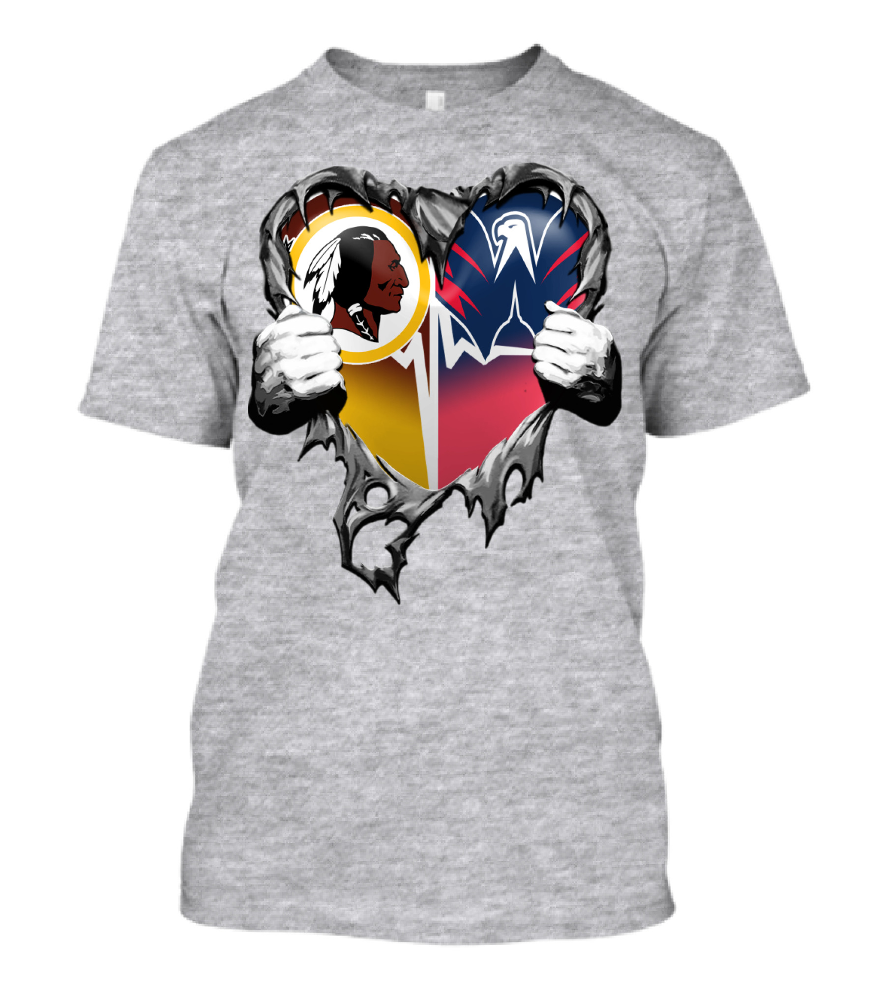 Washington Redskins Wizards Heart Logo Mashup T-Shirt
