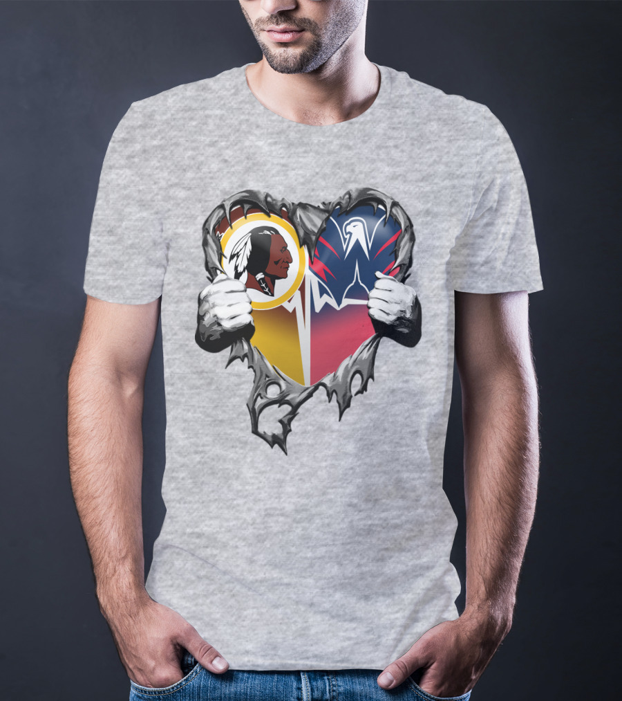 Washington Redskins Wizards Heart Logo Mashup T-Shirt