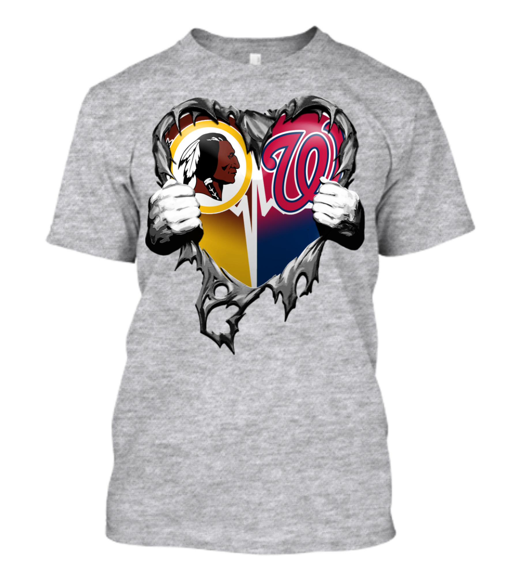 Washington Football Team And Nationals Heart Design Xatt105 T-Shirt