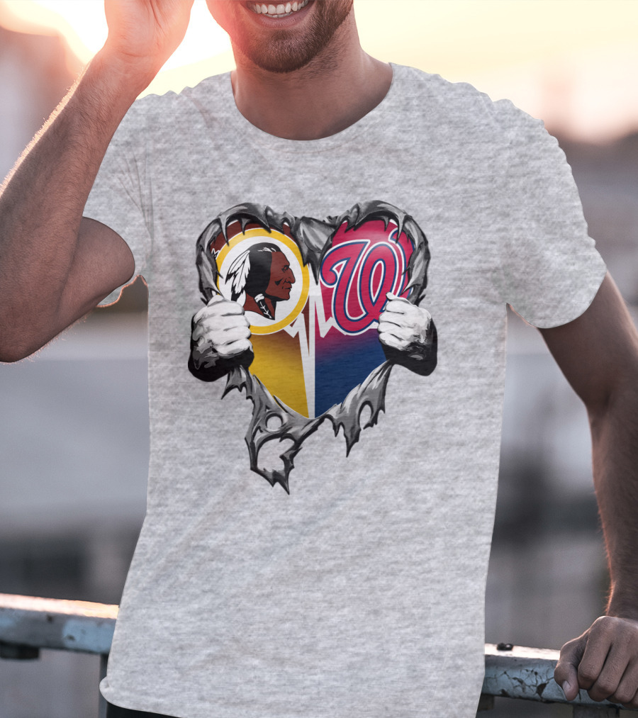 Washington Football Team And Nationals Heart Design Xatt105 T-Shirt