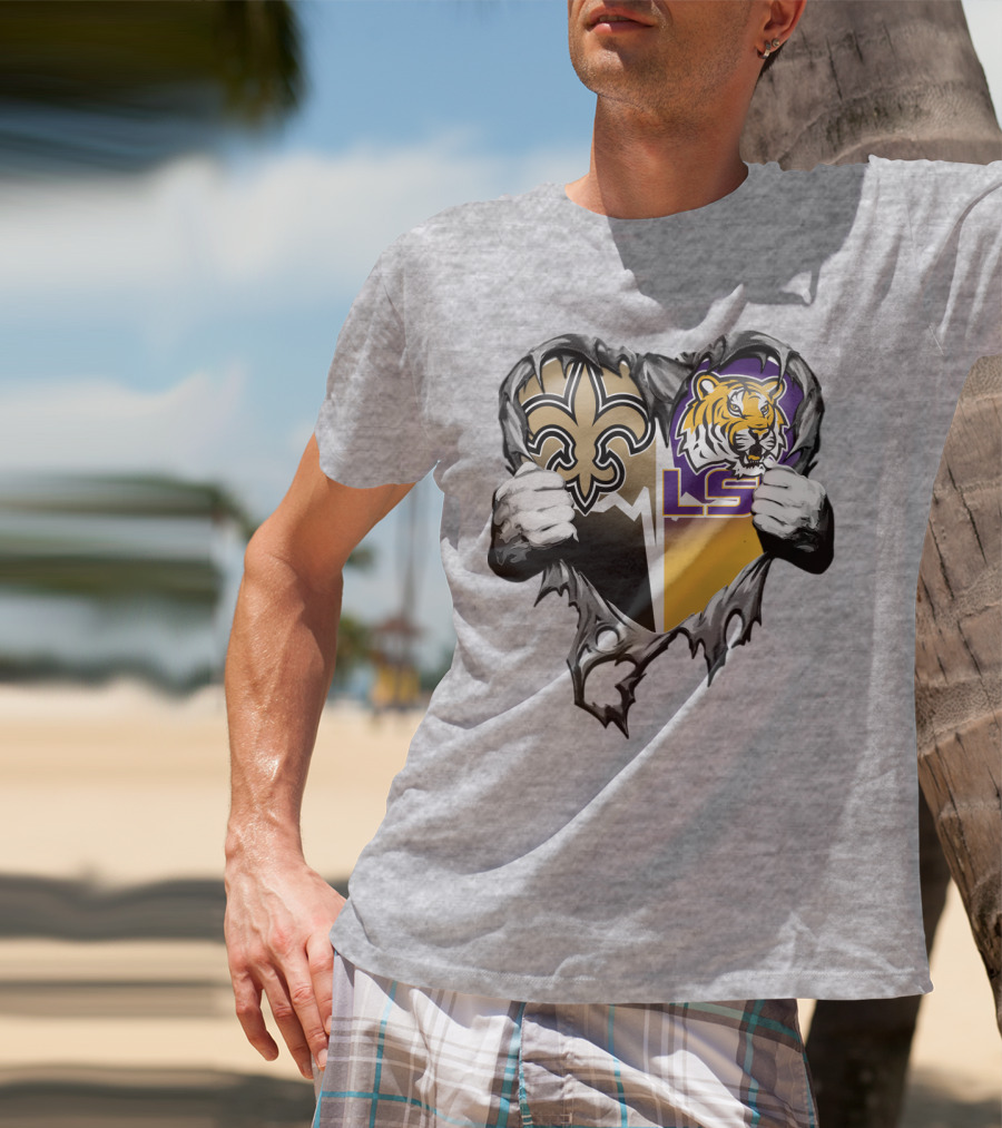 New Orleans Saints Lsu Tigers Heart T-Shirt