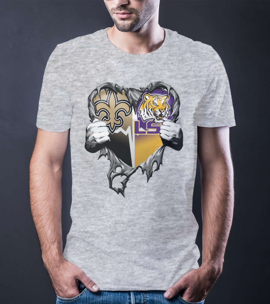 New Orleans Saints Lsu Tigers Heart T-Shirt