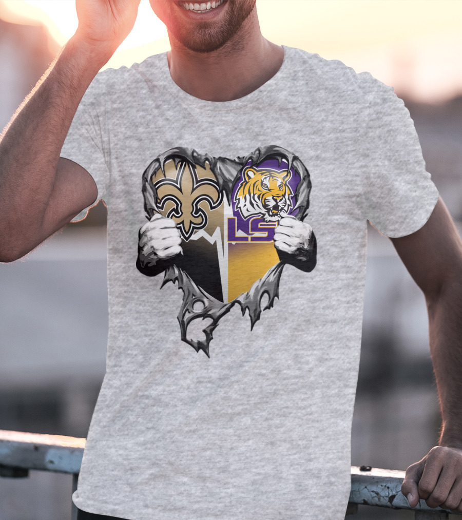 New Orleans Saints Lsu Tigers Heart T-Shirt