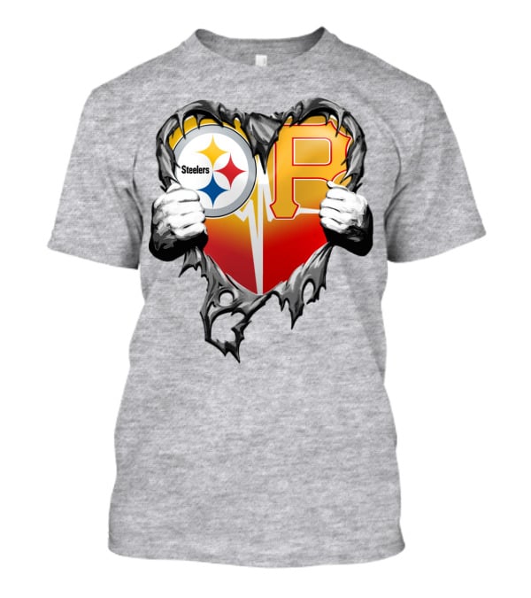 Steelers Pirates Heart Logo Fusion T-Shirt