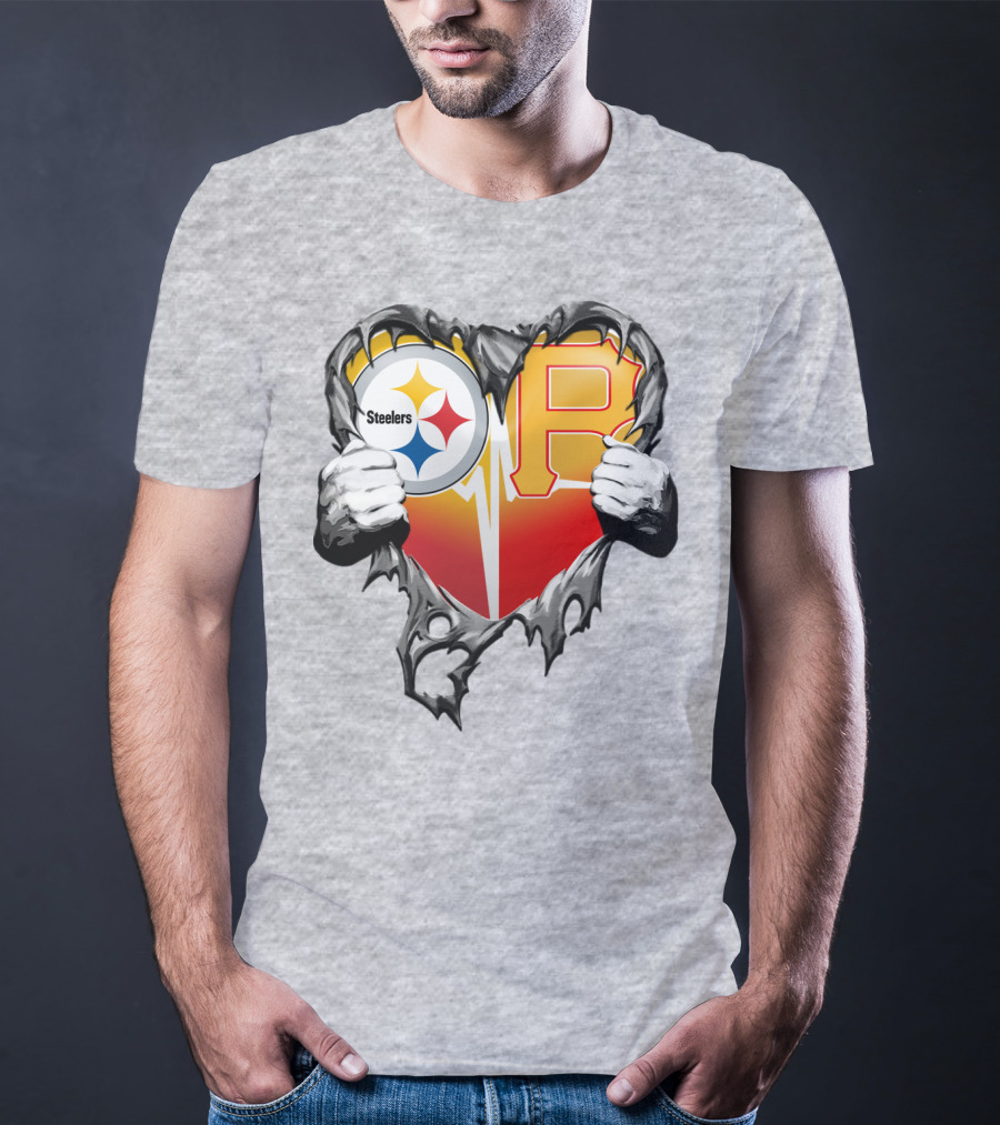 Steelers Pirates Heart Logo Fusion T-Shirt