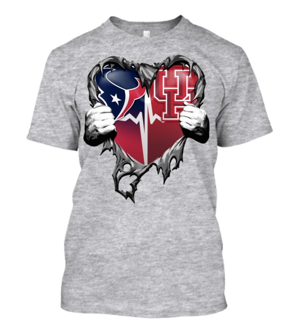 Houston Texans Uh Cougars Heart Teardown T-Shirt