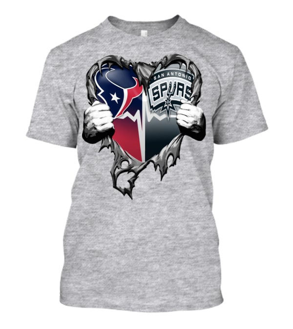 Houston Texans San Antonio Spurs Heart Design Xatt119 T-Shirt