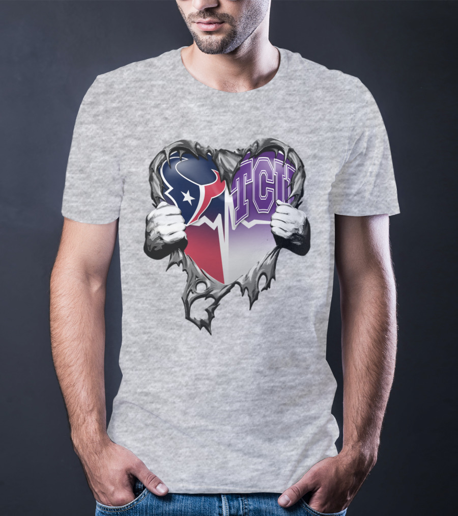 Houston Texans Tcu Horned Frogs Heart T-Shirt