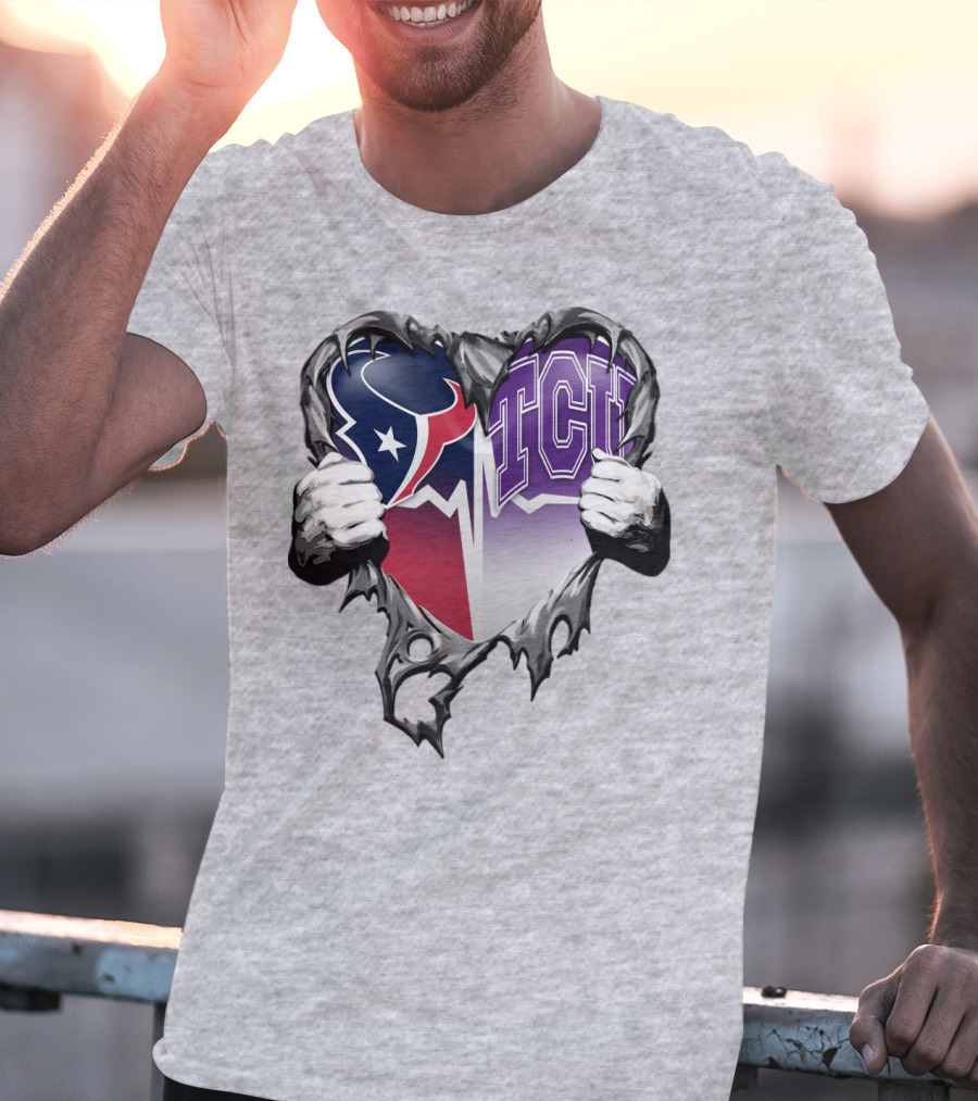 Houston Texans Tcu Horned Frogs Heart T-Shirt