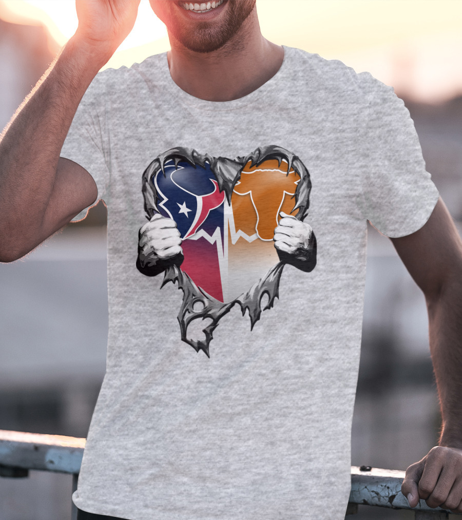 Houston Texans Dallas Cowboys Split Heart T-Shirt