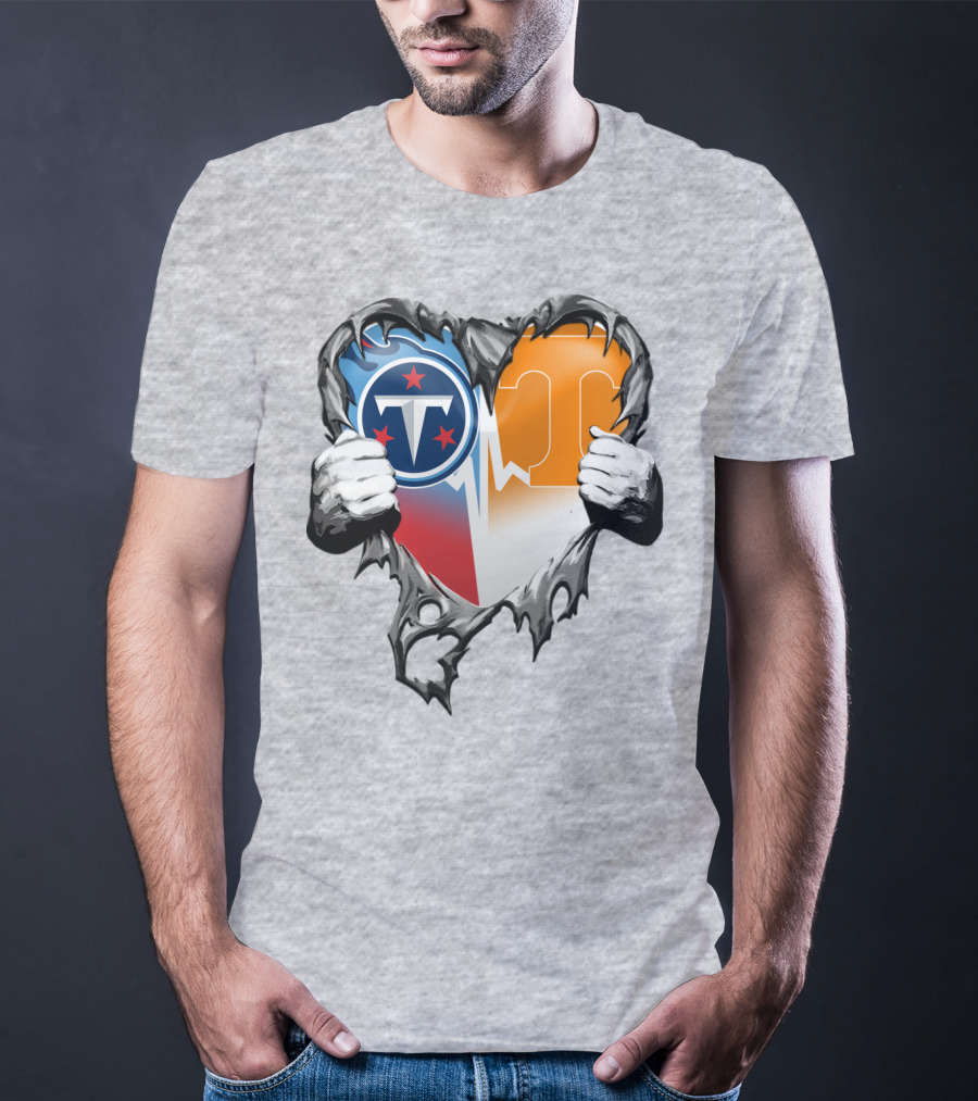 Tennessee Titans And Volunteers Heart T-Shirt